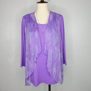 Bob Mackie Wearable Art Purple 2 Pc Vest and Top Set, XS